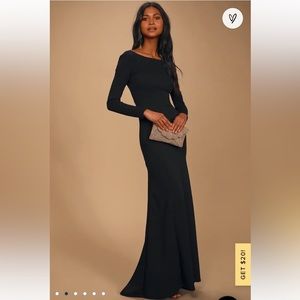 Lulus Wait For Me Black Long Sleeve Maxi Dress